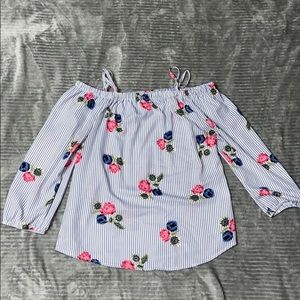 Hint of Blush Floral Cold Shoulder Top